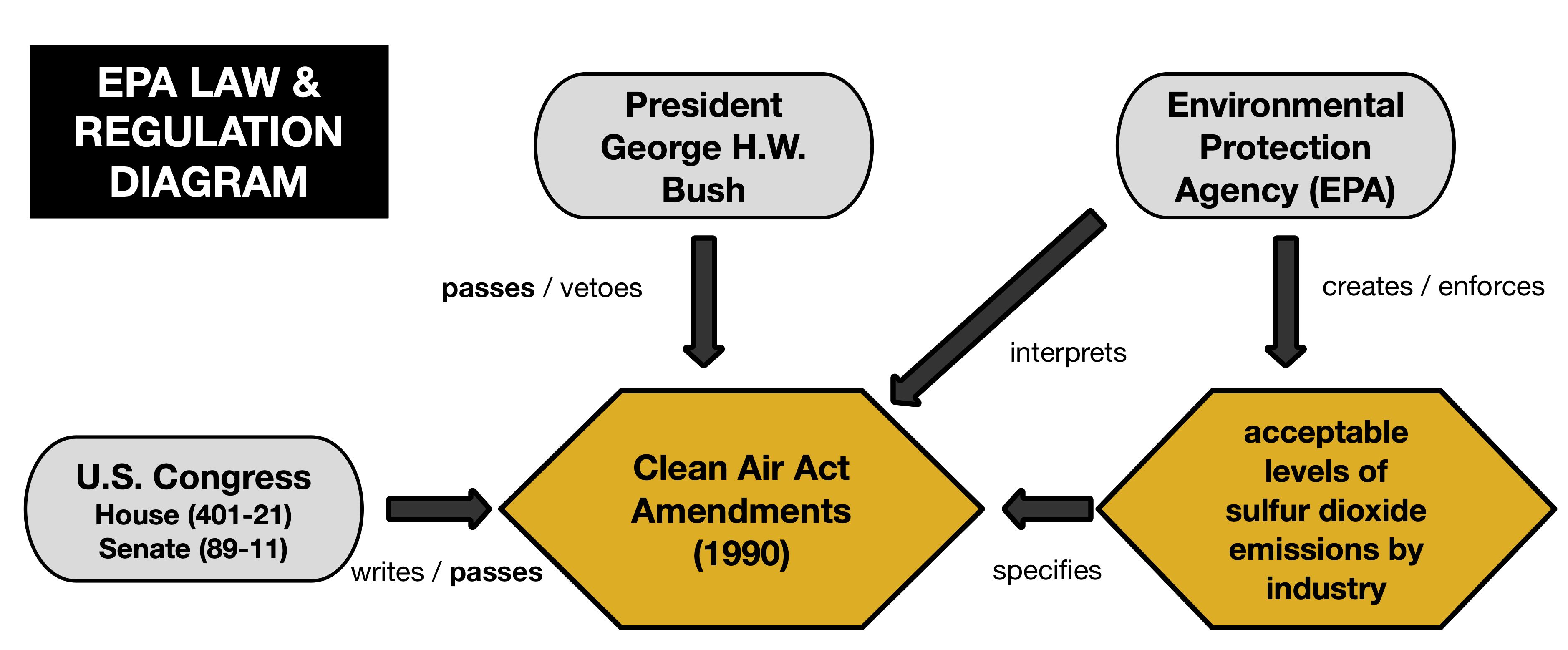 A diagram showing the relationship between branches of government, laws, and regulations