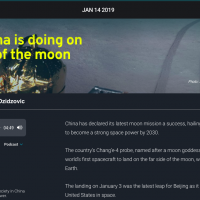 Image of web page with news about China's moon lander 